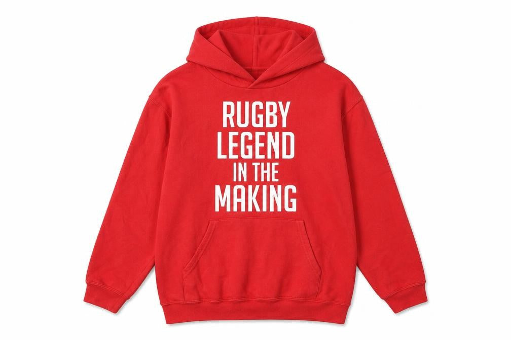 Rugby Boys Red Cotton Pullover Hoodie Size 12-13 Years Pullover - Rugby Legend In The Making