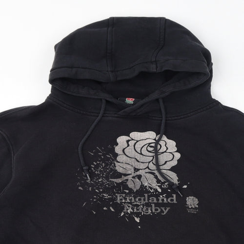 England Rugby Mens Black Cotton Pullover Hoodie Size 2XL - England Rugby, Rose