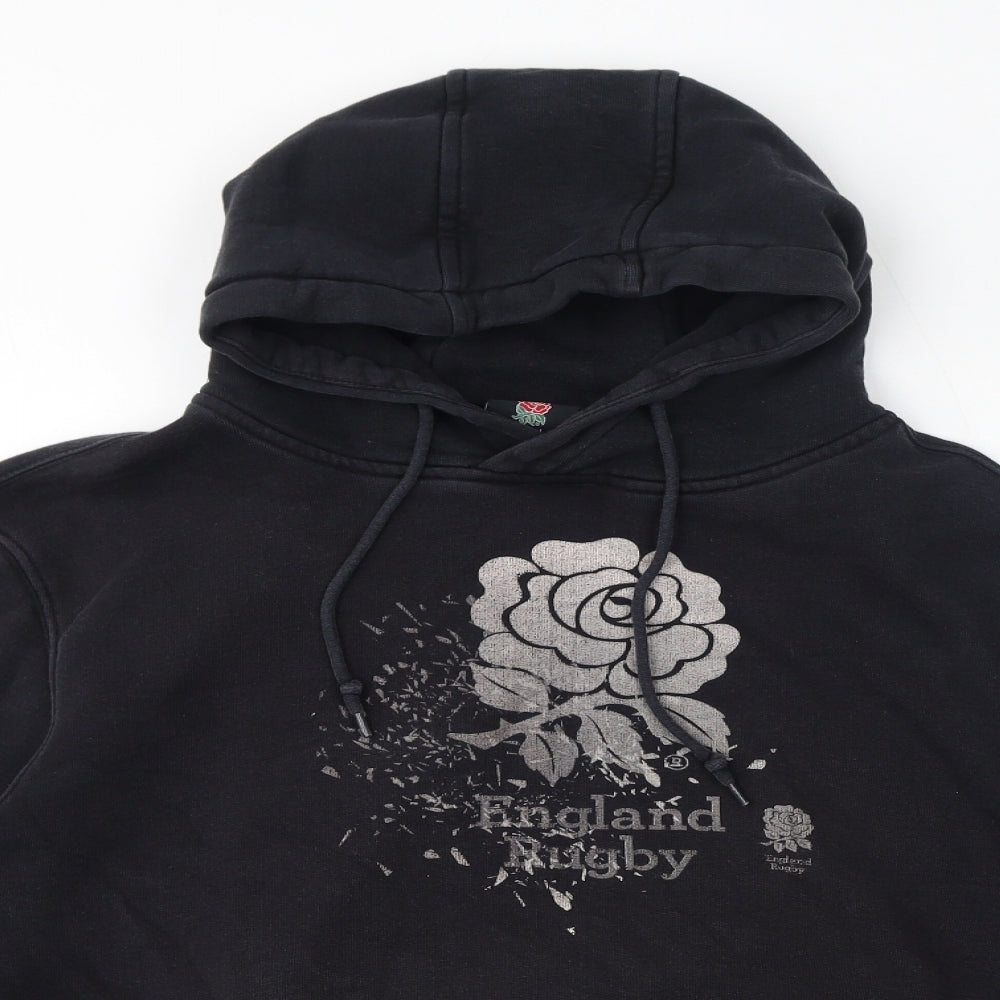 England Rugby Mens Black Cotton Pullover Hoodie Size 2XL - England Rugby, Rose