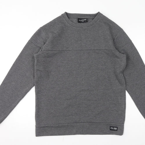 Closure Mens Grey Polyester Pullover Sweatshirt Size L