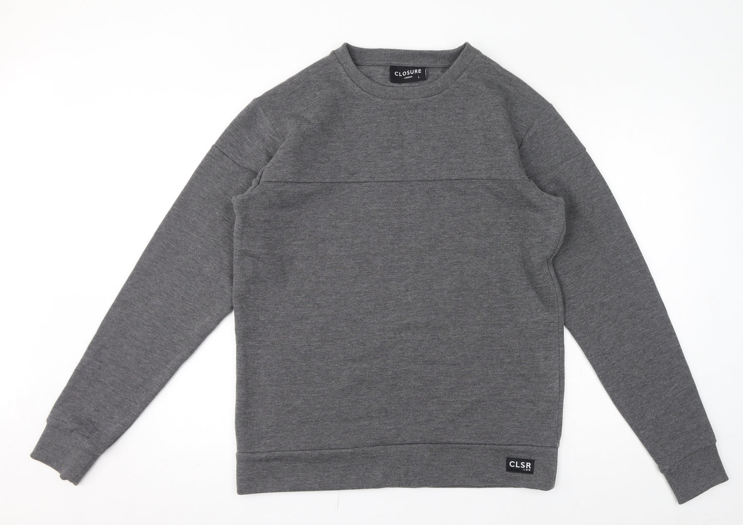 Closure Mens Grey Polyester Pullover Sweatshirt Size L