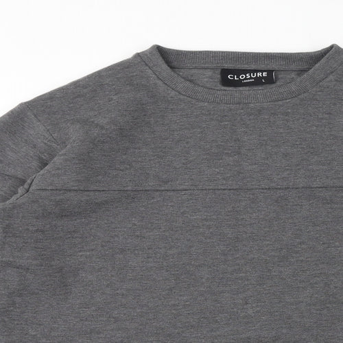 Closure Mens Grey Polyester Pullover Sweatshirt Size L