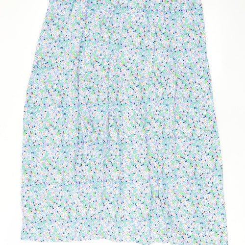 Marks and Spencer Womens Blue Floral Viscose A-Line Skirt Size 20 - Slit