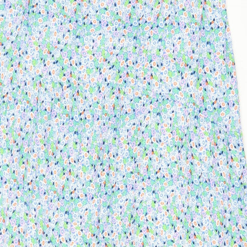 Marks and Spencer Womens Blue Floral Viscose A-Line Skirt Size 20 - Slit
