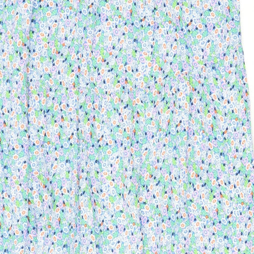 Marks and Spencer Womens Blue Floral Viscose A-Line Skirt Size 20 - Slit