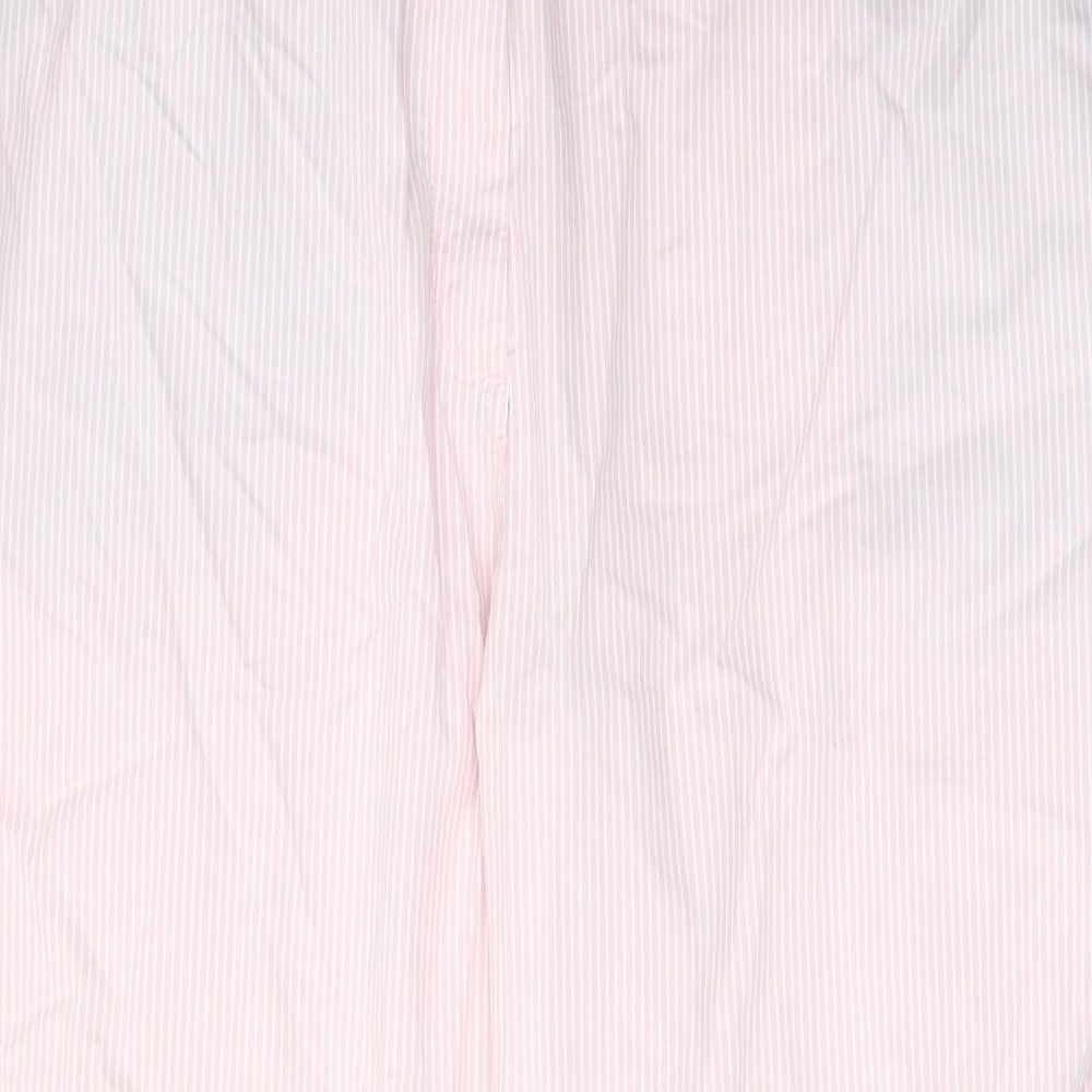 Marks and Spencer Womens Pink Striped Cotton Chino Trousers Size 20 L25 in Regular Zip - Pockets, Belt Loops