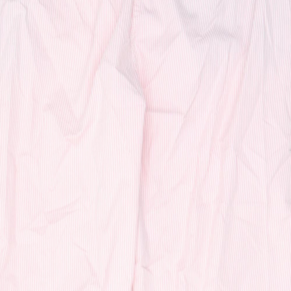 Marks and Spencer Womens Pink Striped Cotton Chino Trousers Size 20 L25 in Regular Zip - Pockets, Belt Loops