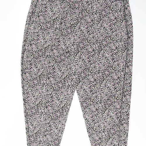 Marks and Spencer Womens Multicoloured Animal Print Viscose Trousers Size 24 L26 in Regular - Pockets, Elastic waist