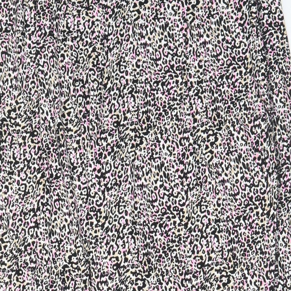 Marks and Spencer Womens Multicoloured Animal Print Viscose Trousers Size 24 L26 in Regular - Pockets, Elastic waist