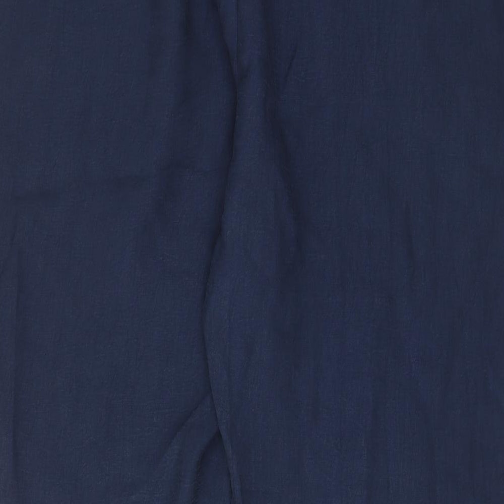 Marks and Spencer Womens Blue Lyocell Trousers Size 24 L28 in Regular Drawstring - Ankle Grazer, Pockets, Elastic waist