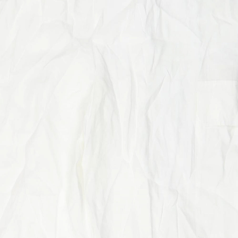 Marks and Spencer Womens White Lyocell Trousers Size 24 L28 in Regular - Pockets, Elastic waist