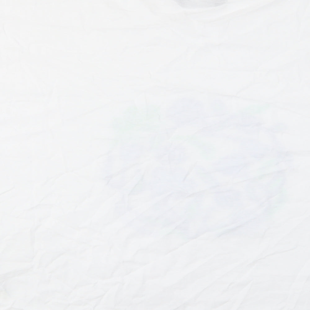 Marks and Spencer Womens White Floral Cotton Basic T-Shirt Size 18 Crew Neck - Flowers
