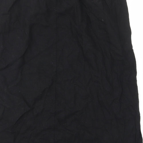 Marks and Spencer Womens Black Linen A-Line Skirt Size 20 Drawstring - Elastic waist, Pockets