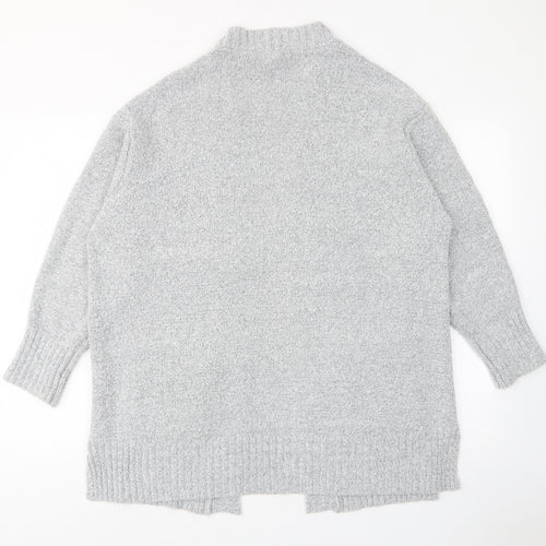 Marks and Spencer Womens Grey V-Neck Acrylic Cardigan Jumper Size M - Pockets, Open