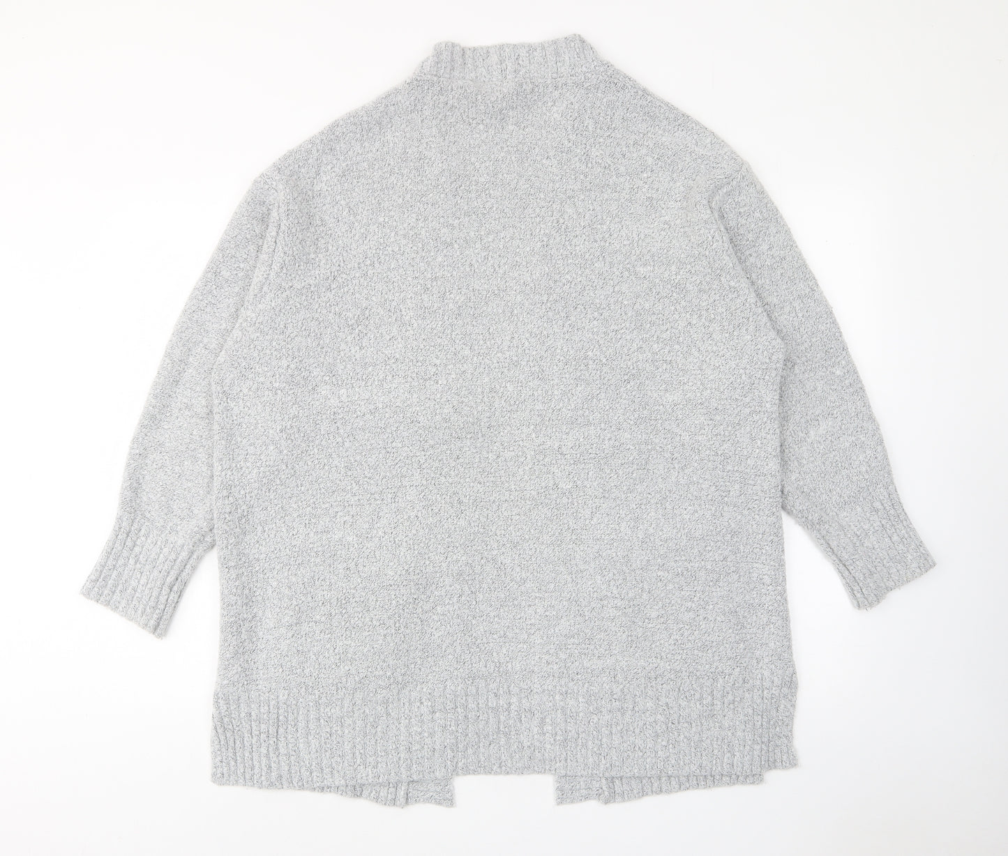 Marks and Spencer Womens Grey V-Neck Acrylic Cardigan Jumper Size M - Pockets, Open