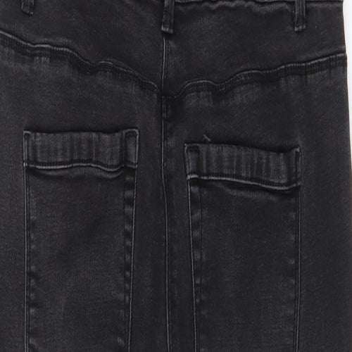 Papaya Womens Grey Cotton Dungaree One-Piece Size 12 L28 in Button - Pockets, Belt Loops, Buckle, Distressed