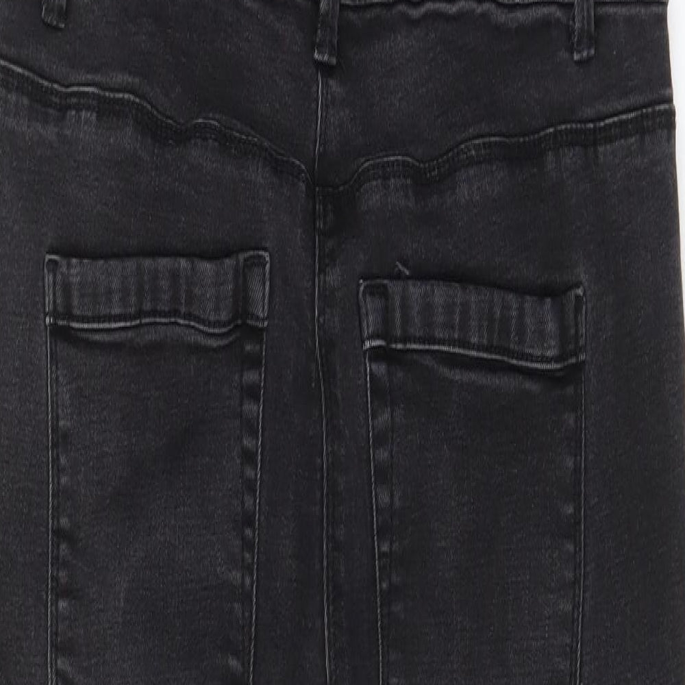 Papaya Womens Grey Cotton Dungaree One-Piece Size 12 L28 in Button - Pockets, Belt Loops, Buckle, Distressed