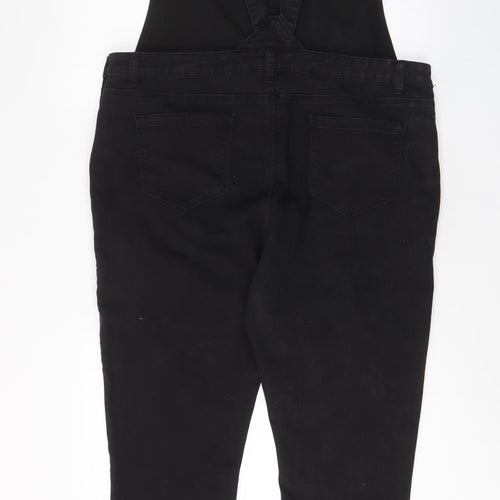 Denim & Co. Womens Black Cotton Dungaree One-Piece Size 20 L28 in Button - Pockets, Buckles
