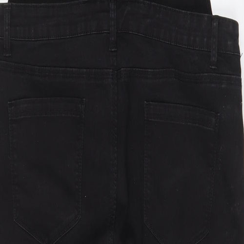 Denim & Co. Womens Black Cotton Dungaree One-Piece Size 20 L28 in Button - Pockets, Buckles