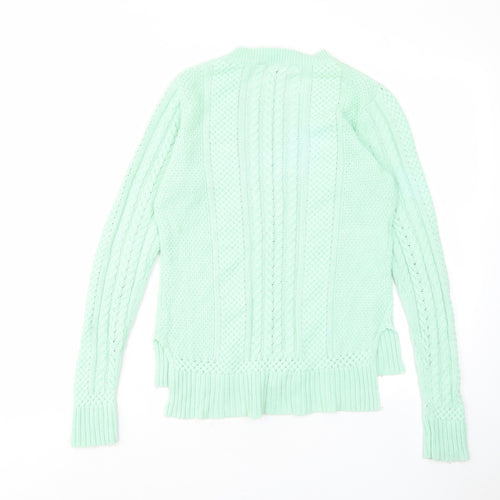 BCBGMAXAZRIA Womens Green Crew Neck Cotton Pullover Jumper Size S