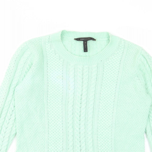 BCBGMAXAZRIA Womens Green Crew Neck Cotton Pullover Jumper Size S