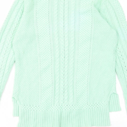 BCBGMAXAZRIA Womens Green Crew Neck Cotton Pullover Jumper Size S