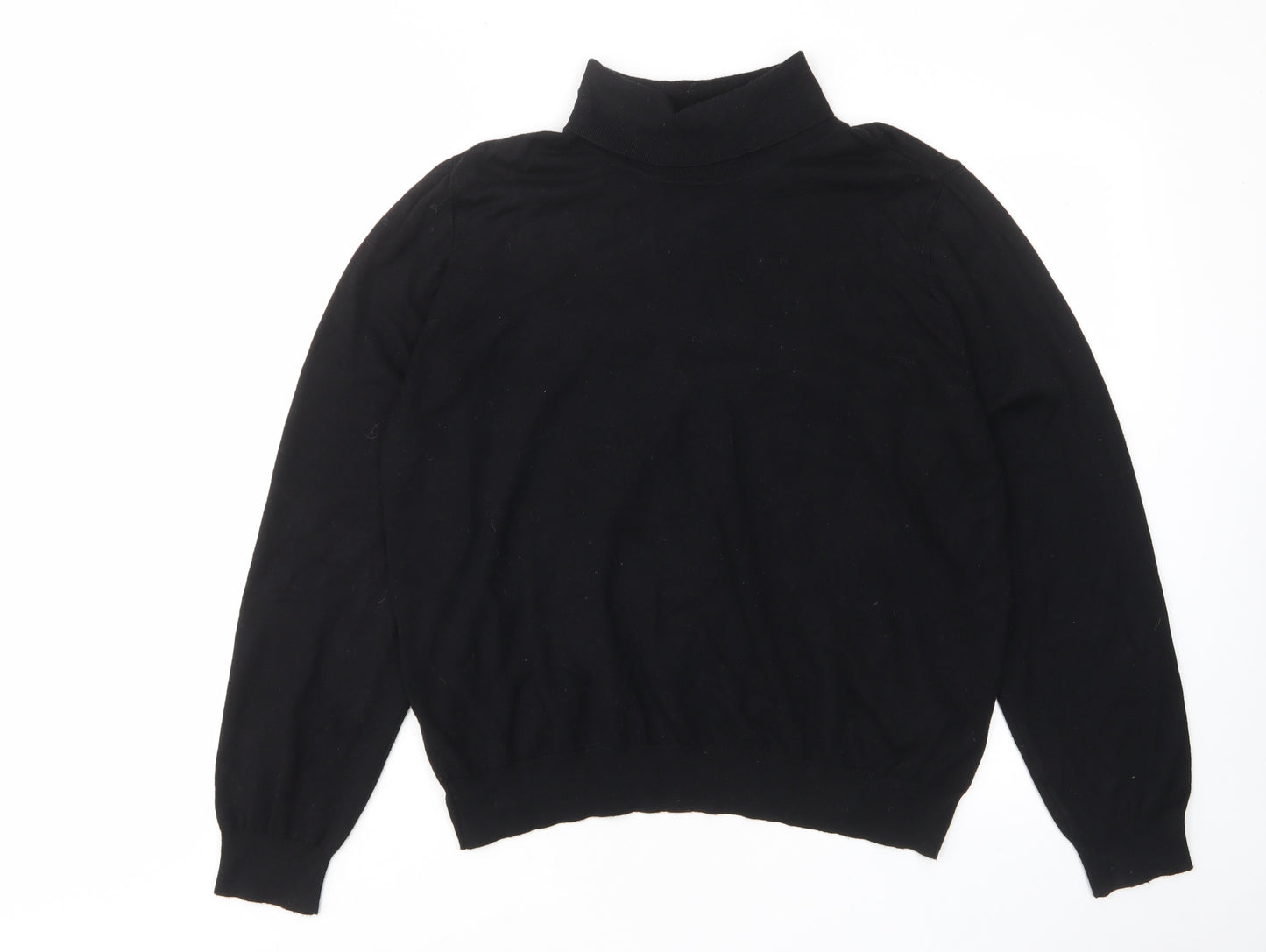 Marks and Spencer Womens Black Roll Neck Viscose Pullover Jumper Size 20
