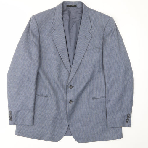 St Michael Mens Blue Striped Wool Jacket Suit Jacket Size 44 Regular - Inside pockets