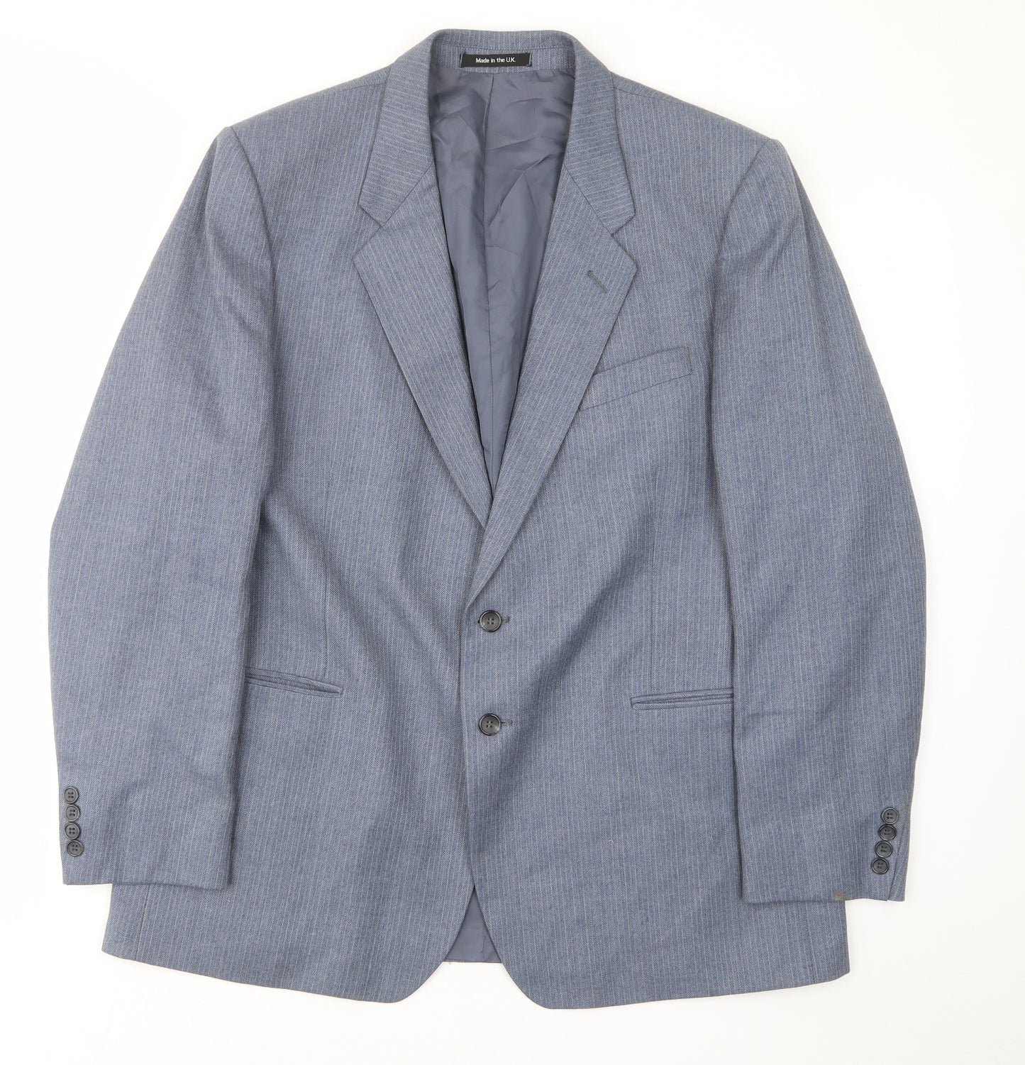 St Michael Mens Blue Striped Wool Jacket Suit Jacket Size 44 Regular - Inside pockets