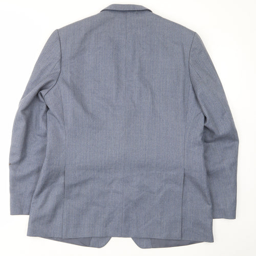 St Michael Mens Blue Striped Wool Jacket Suit Jacket Size 44 Regular - Inside pockets