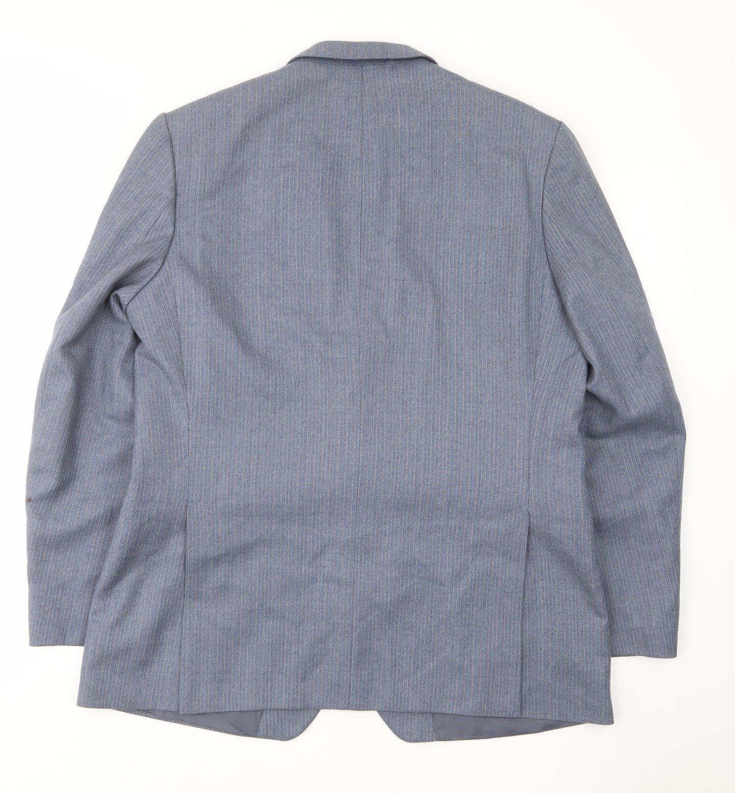 St Michael Mens Blue Striped Wool Jacket Suit Jacket Size 44 Regular - Inside pockets
