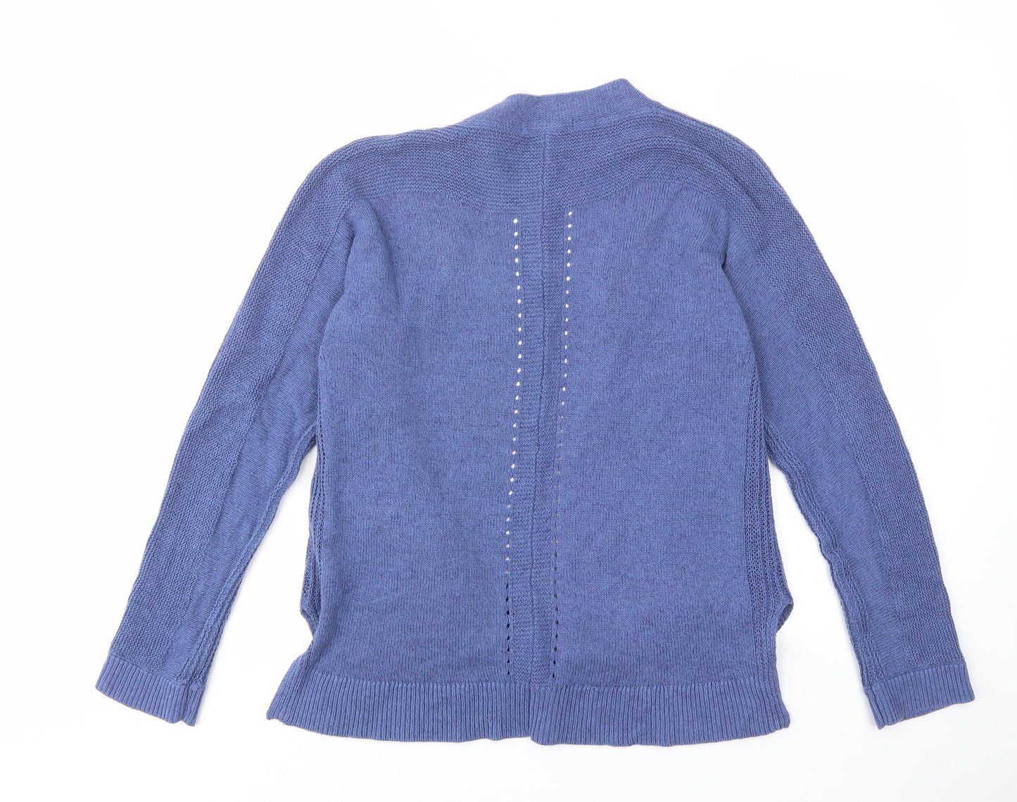 White Stuff Womens Blue V-Neck Cotton Cardigan Jumper Size 12 - Open, Pockets