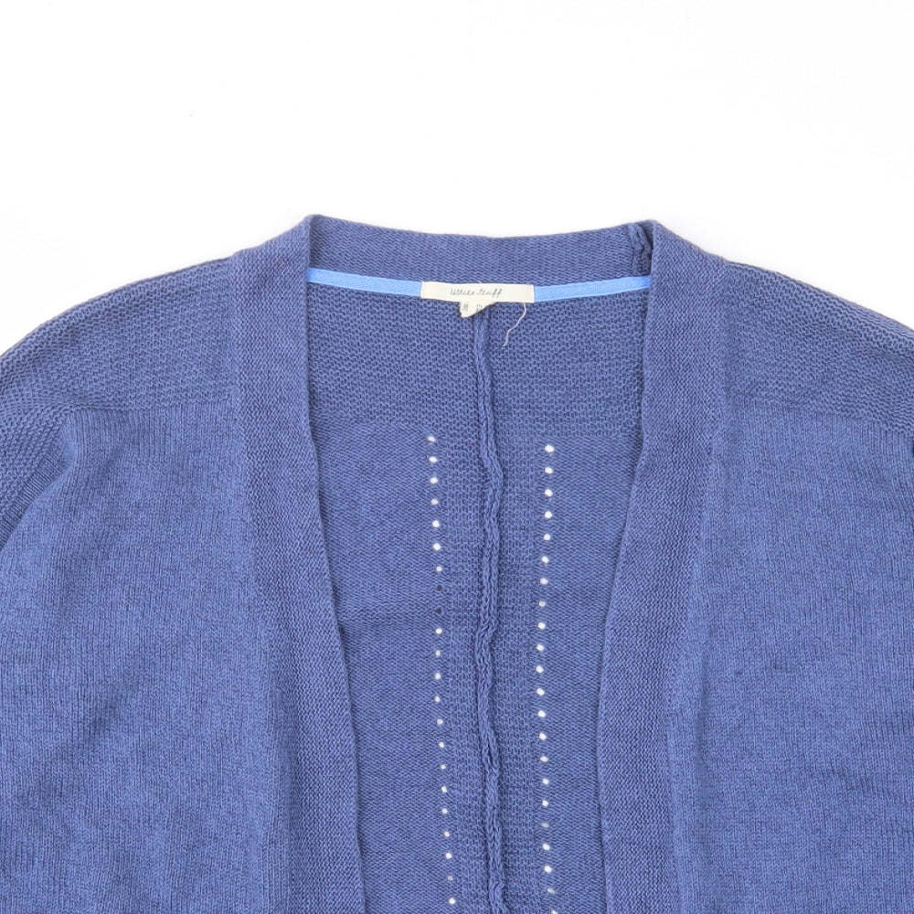 White Stuff Womens Blue V-Neck Cotton Cardigan Jumper Size 12 - Open, Pockets