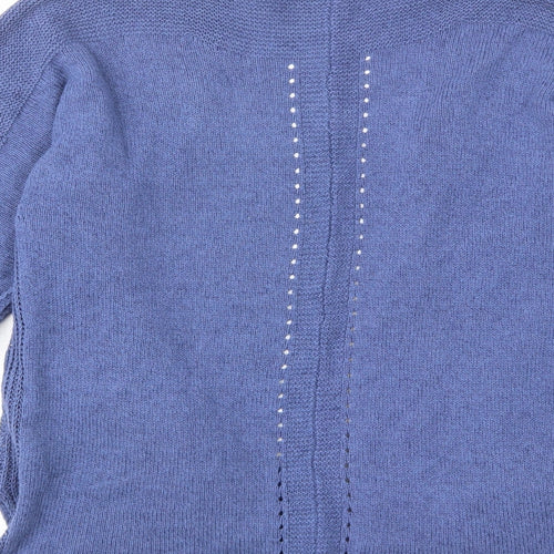 White Stuff Womens Blue V-Neck Cotton Cardigan Jumper Size 12 - Open, Pockets