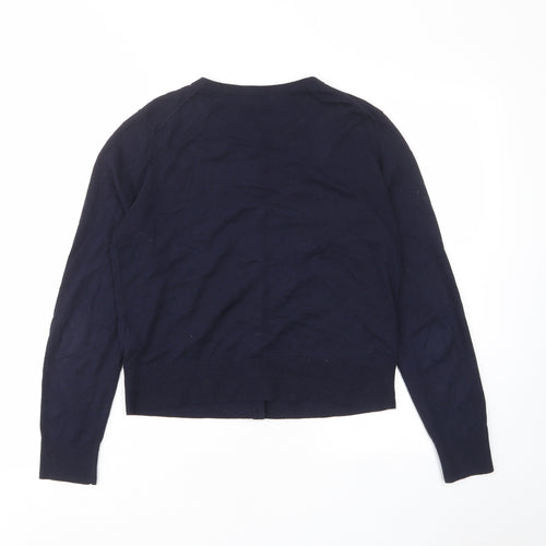 Hobbs Womens Blue Crew Neck Cotton Cardigan Jumper Size M