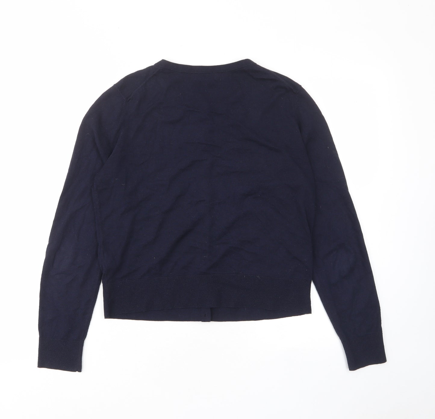 Hobbs Womens Blue Crew Neck Cotton Cardigan Jumper Size M