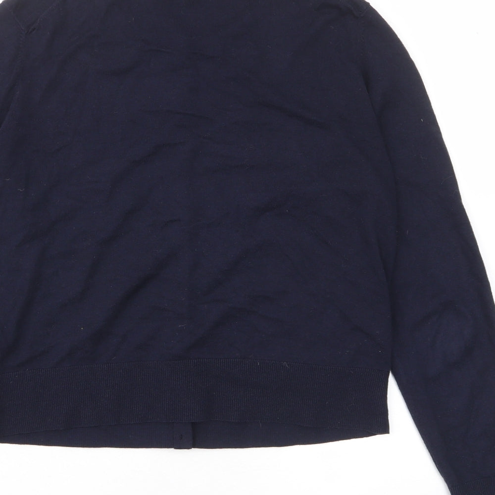 Hobbs Womens Blue Crew Neck Cotton Cardigan Jumper Size M