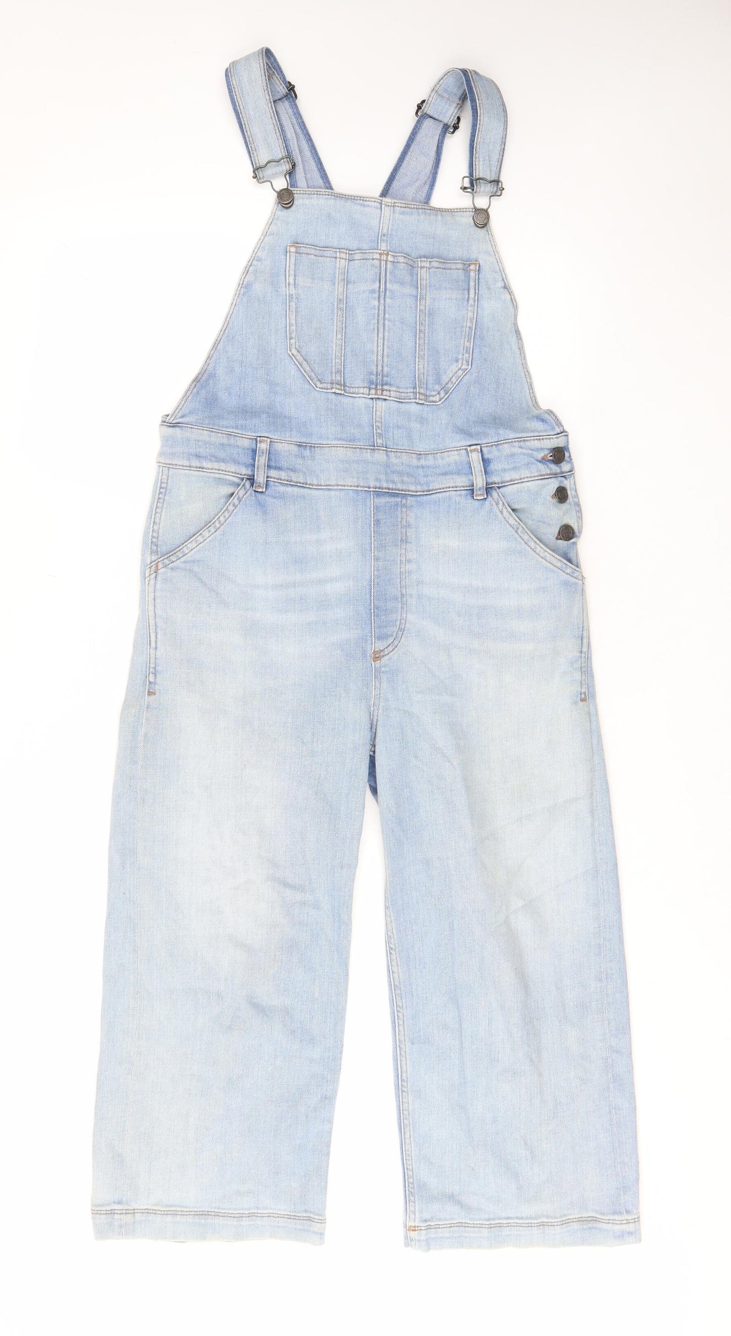Fat Face Womens Blue Cotton Dungaree One-Piece Size 12 L23 in Button - Pockets, Buckle