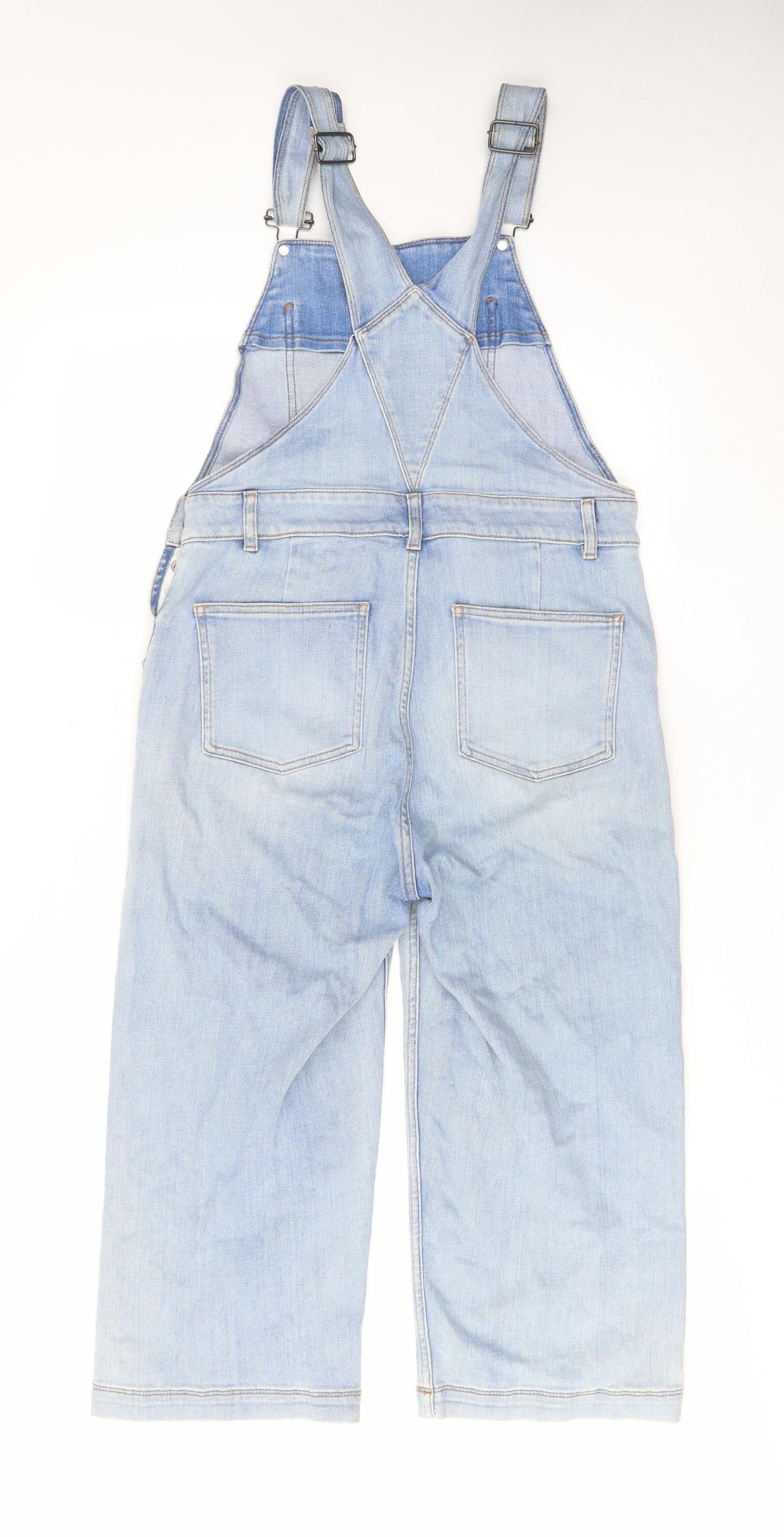 Fat Face Womens Blue Cotton Dungaree One-Piece Size 12 L23 in Button - Pockets, Buckle