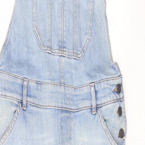 Fat Face Womens Blue Cotton Dungaree One-Piece Size 12 L23 in Button - Pockets, Buckle