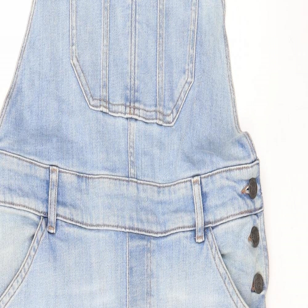 Fat Face Womens Blue Cotton Dungaree One-Piece Size 12 L23 in Button - Pockets, Buckle