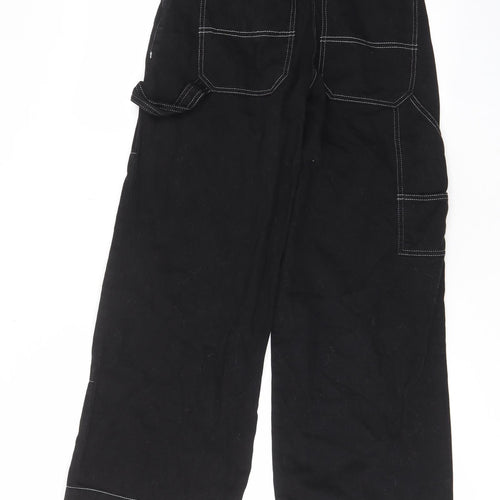 Topshop Womens Black Cotton Cargo Trousers Size 8 L27 in Regular Zip - Pockets, Belt Loops