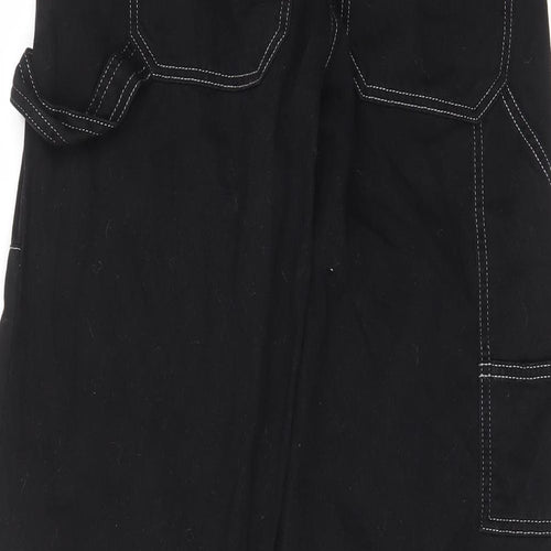 Topshop Womens Black Cotton Cargo Trousers Size 8 L27 in Regular Zip - Pockets, Belt Loops