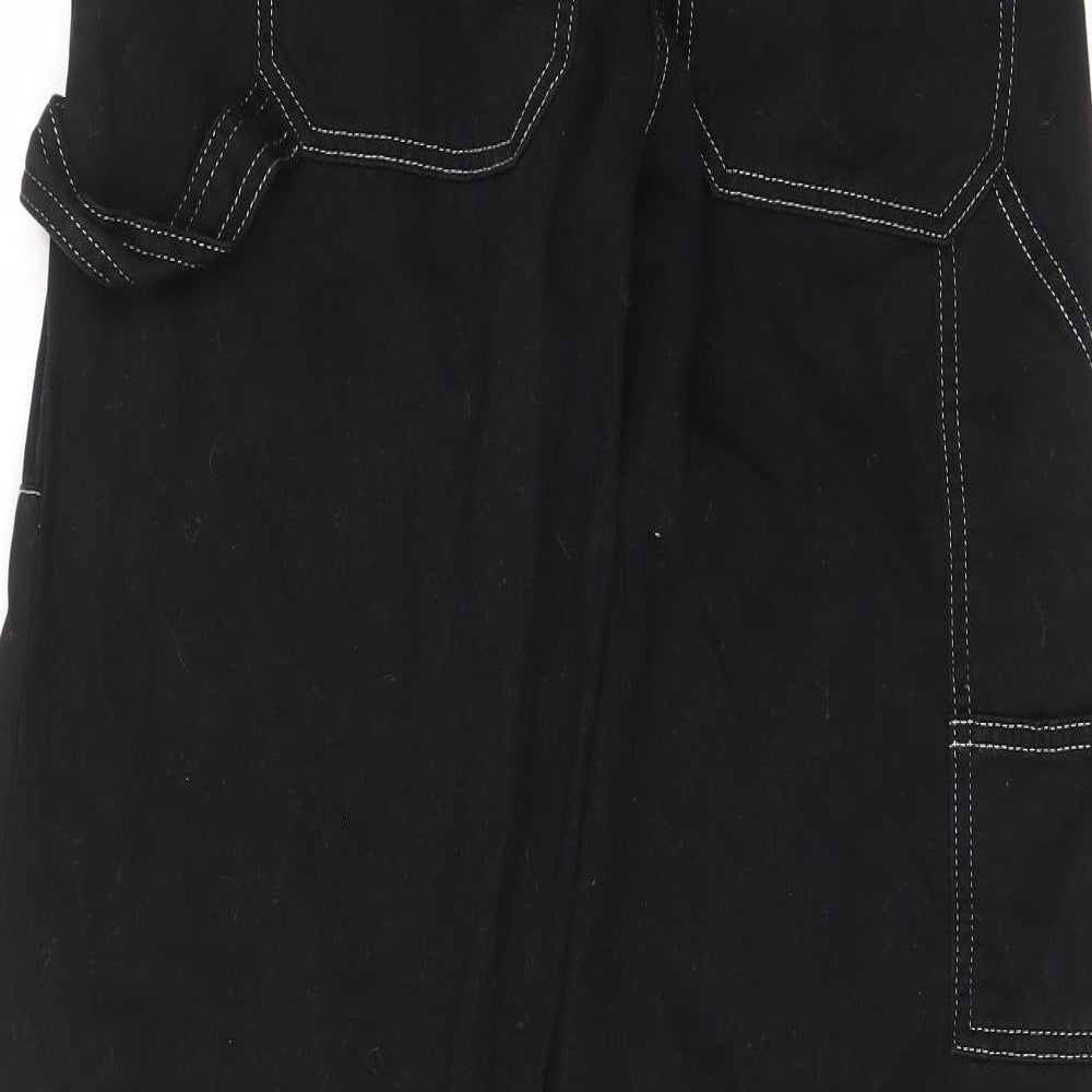Topshop Womens Black Cotton Cargo Trousers Size 8 L27 in Regular Zip - Pockets, Belt Loops