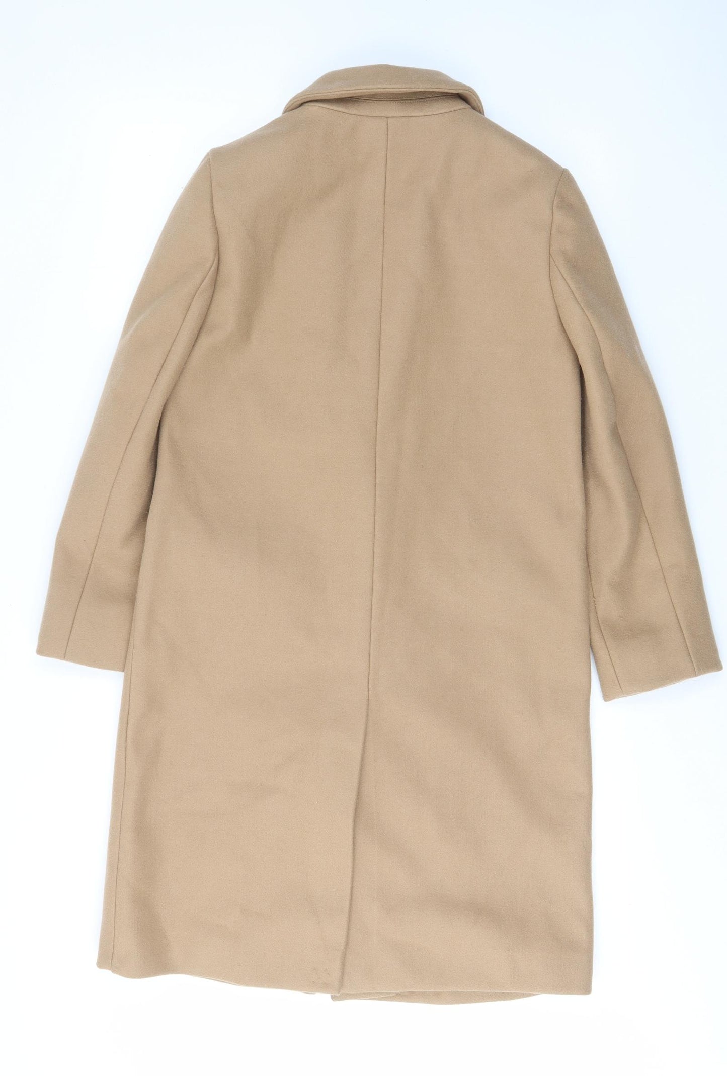 Marks and Spencer Womens Beige Overcoat Coat Size 8 Snap - Pockets