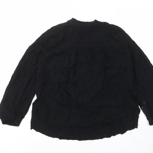 Marks and Spencer Womens Black Viscose Basic T-Shirt Size 12 V-Neck