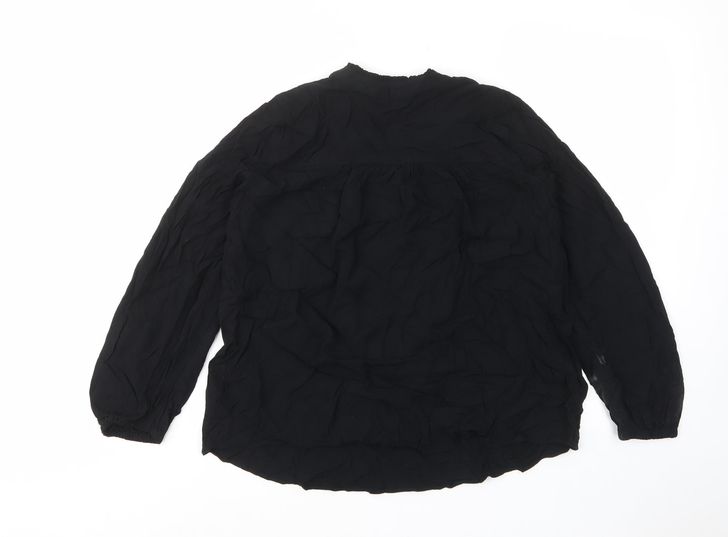 Marks and Spencer Womens Black Viscose Basic T-Shirt Size 12 V-Neck