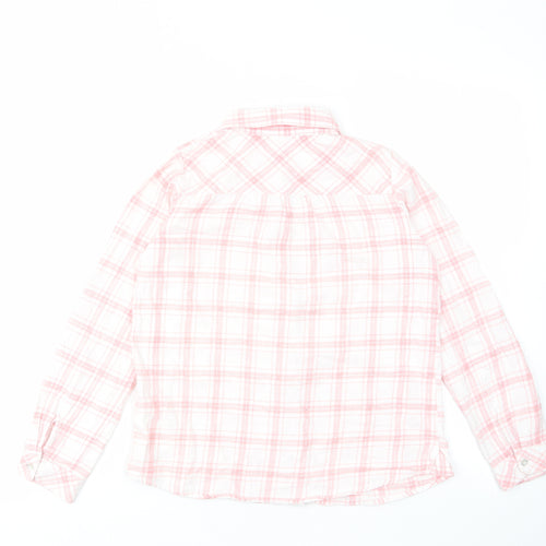 Vertba Girls Pink Plaid Cotton Basic Button-Up Size 12 Years Collared Button