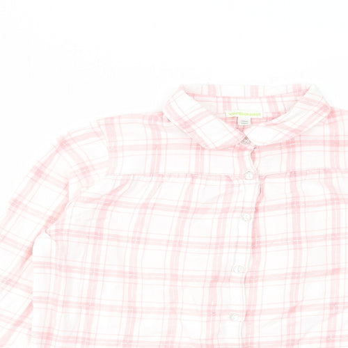 Vertba Girls Pink Plaid Cotton Basic Button-Up Size 12 Years Collared Button