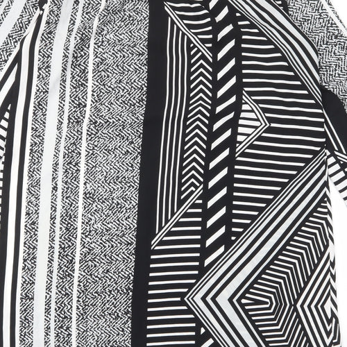 River Island Womens Black Geometric Polyester A-Line Size 10 V-Neck Pullover - Zip